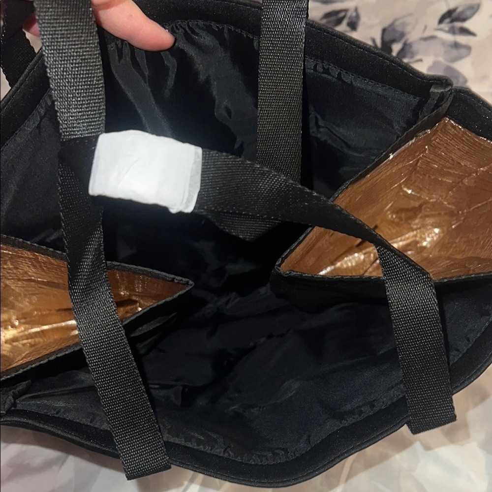 NWOT Victoria's Secret Black and Gold Canvas Tote - Picture 3 of 6